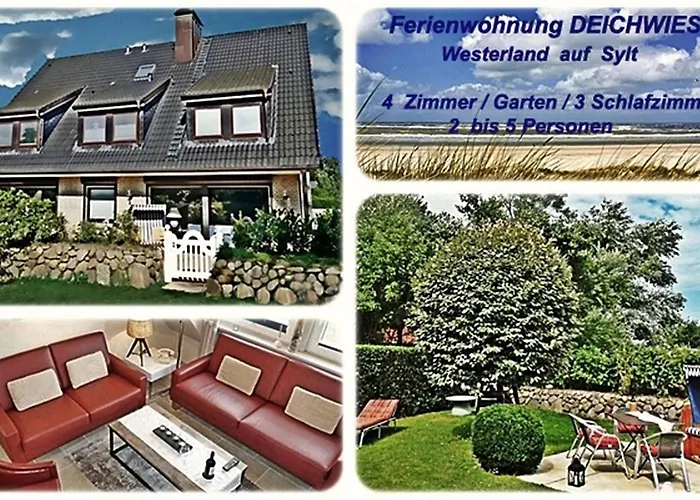 FERIENWOHNUNG DEICHWIESE SYLT-WESTERLAND 2-5 Personen-3 Schlafzimmer-Terrasse