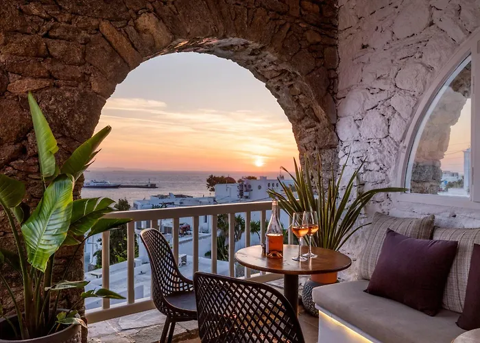 Yalos Hotel Sunset View Mykonos Town Private Rooms